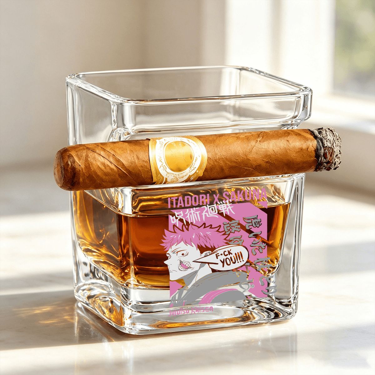 Whiskey Glass with Cigar Holder ANIME