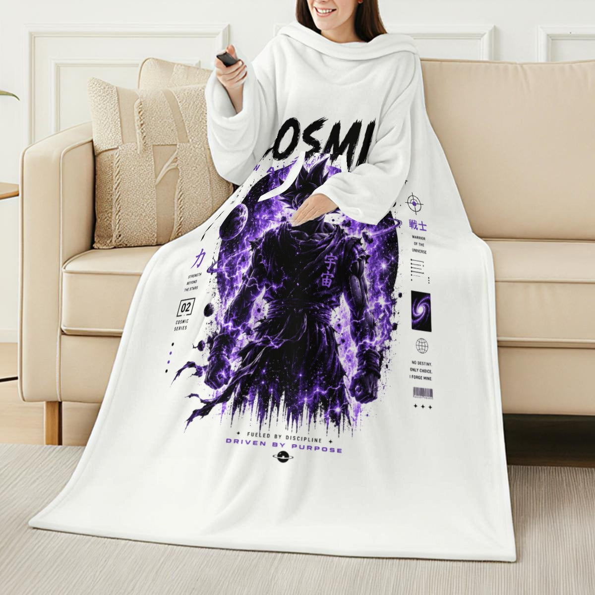 All-Over Print Cozy Wearable Blanket with Sleeves - Standout