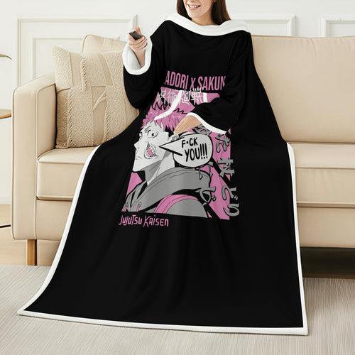 All-Over Print Cozy Wearable Blanket with Sleeves - Standout