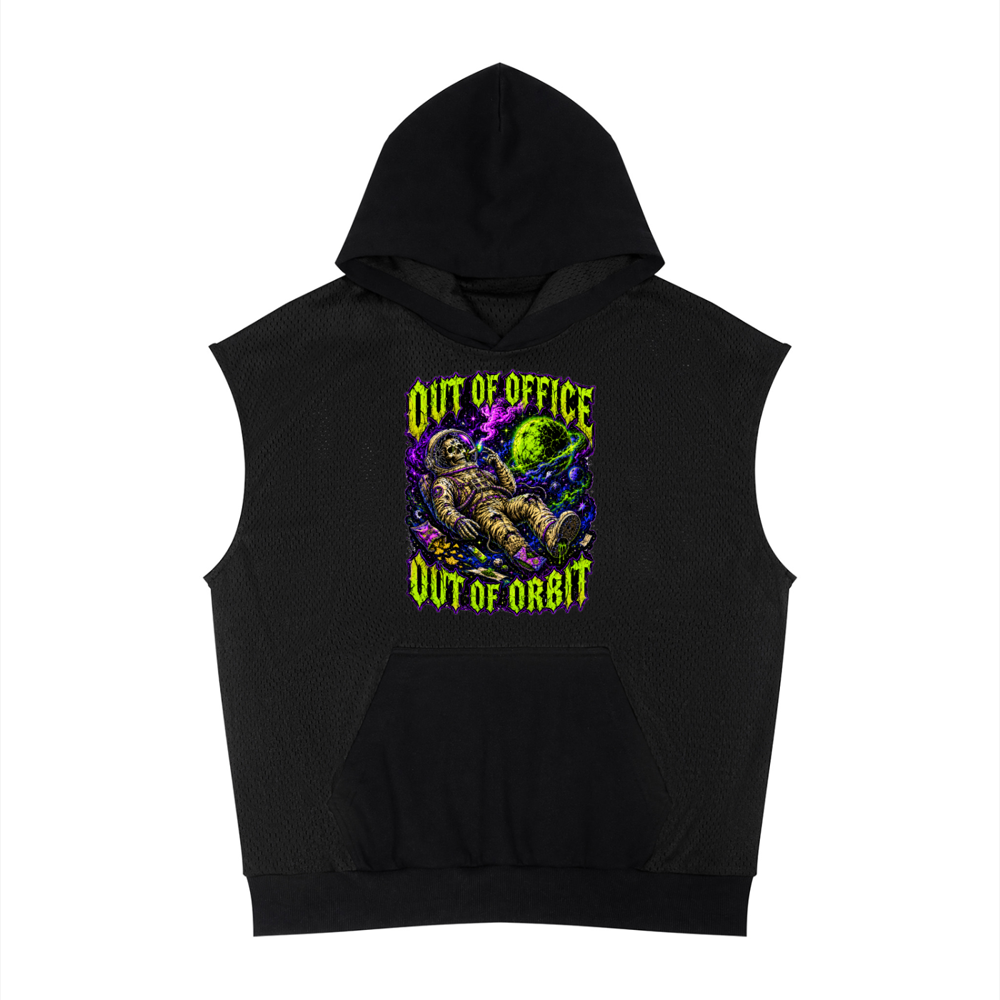 Unisex Panel Mesh Sleeveless Hoodie