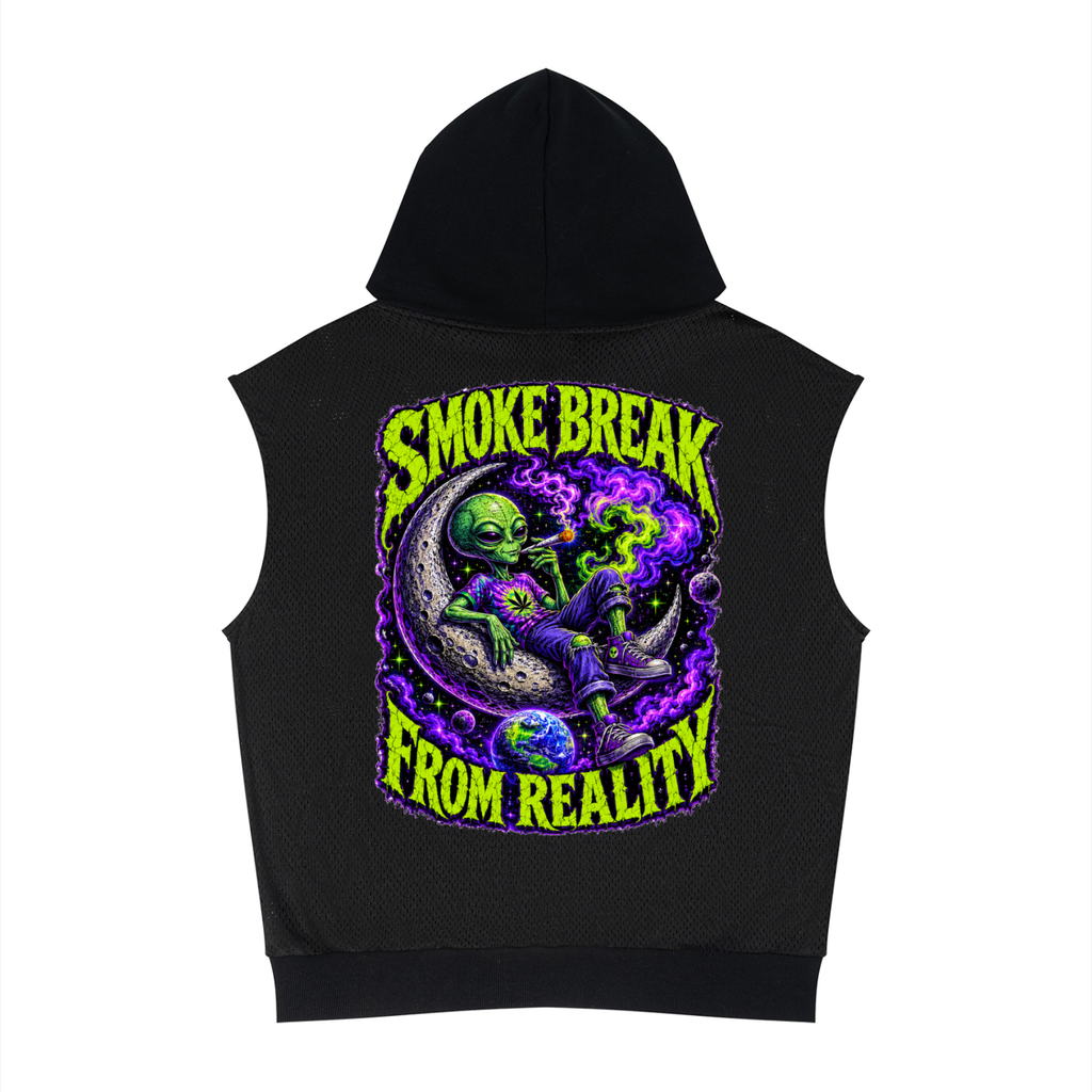 Unisex Panel Mesh Sleeveless Hoodie
