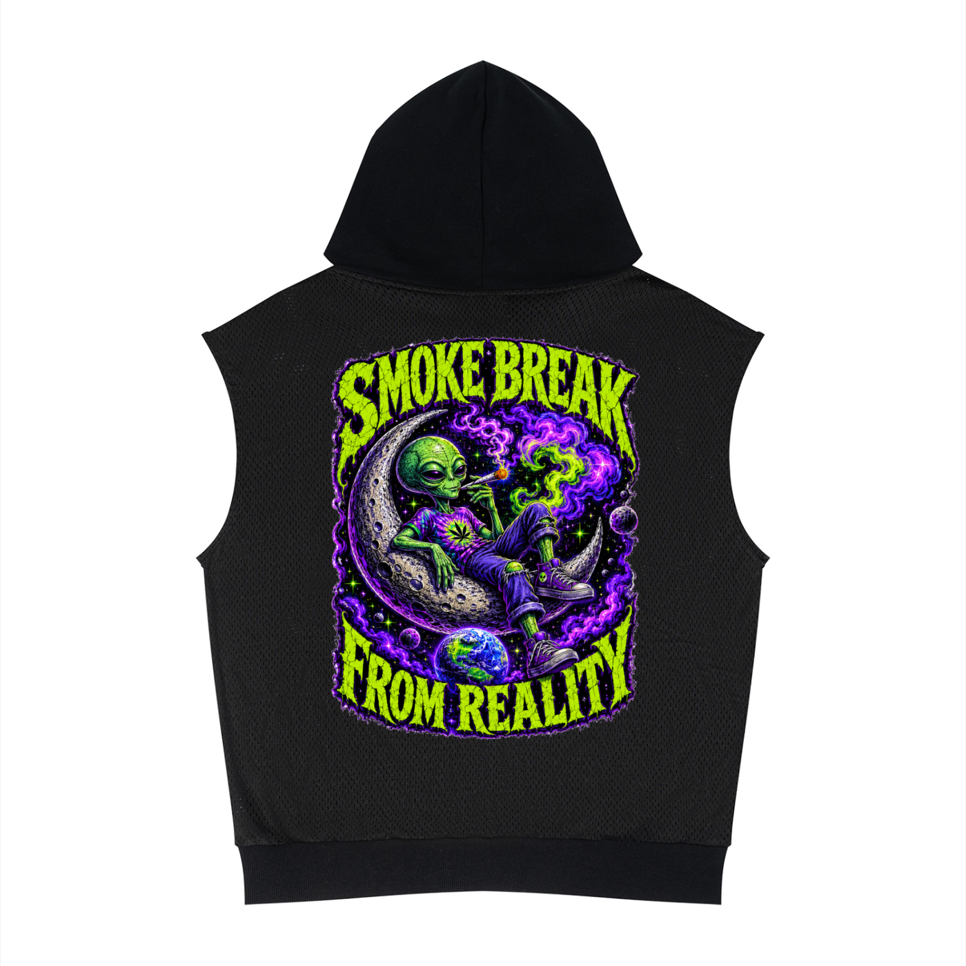 Unisex Panel Mesh Sleeveless Hoodie