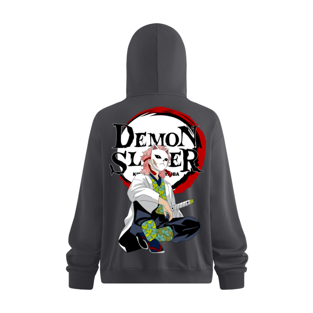 Demon slayers Men’s Trendy Fleece Zip-Up Windproof Face-Mask Hoodie - Standout